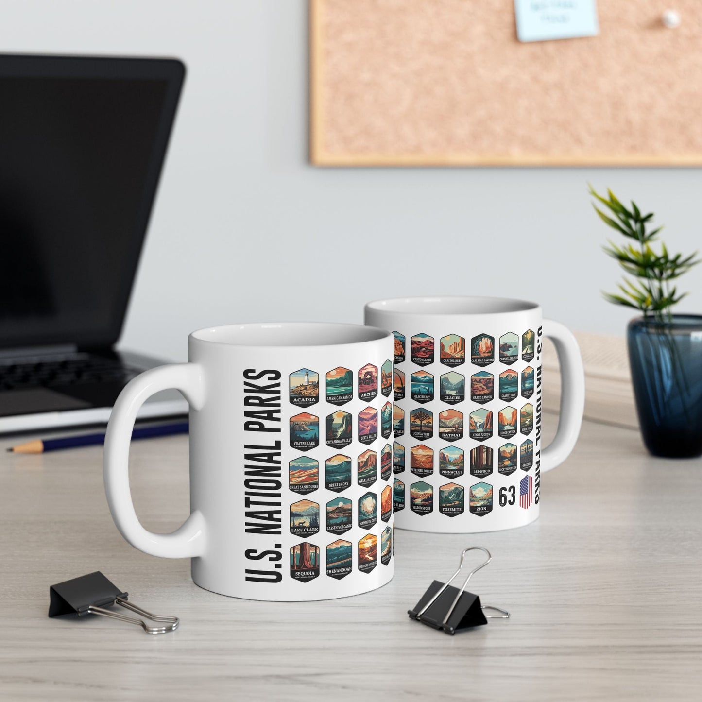 63 National Parks Of The USA White Ceramic Mug (11oz, 15oz) – – Outdoor apparel for travel, hiking, camping, and nature lovers – ExpediCamp