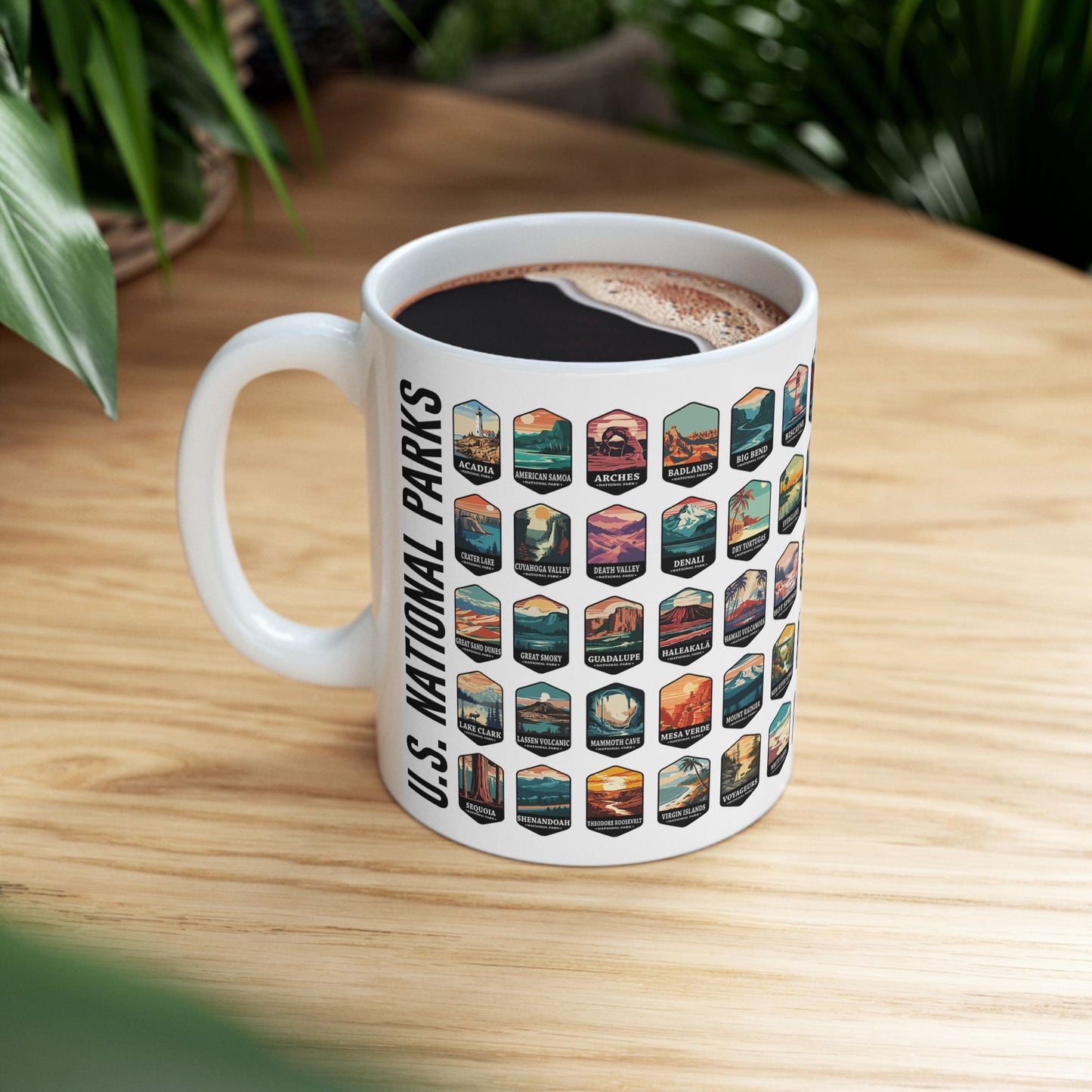 63 National Parks Of The USA White Ceramic Mug (11oz, 15oz) – – Outdoor apparel for travel, hiking, camping, and nature lovers – ExpediCamp