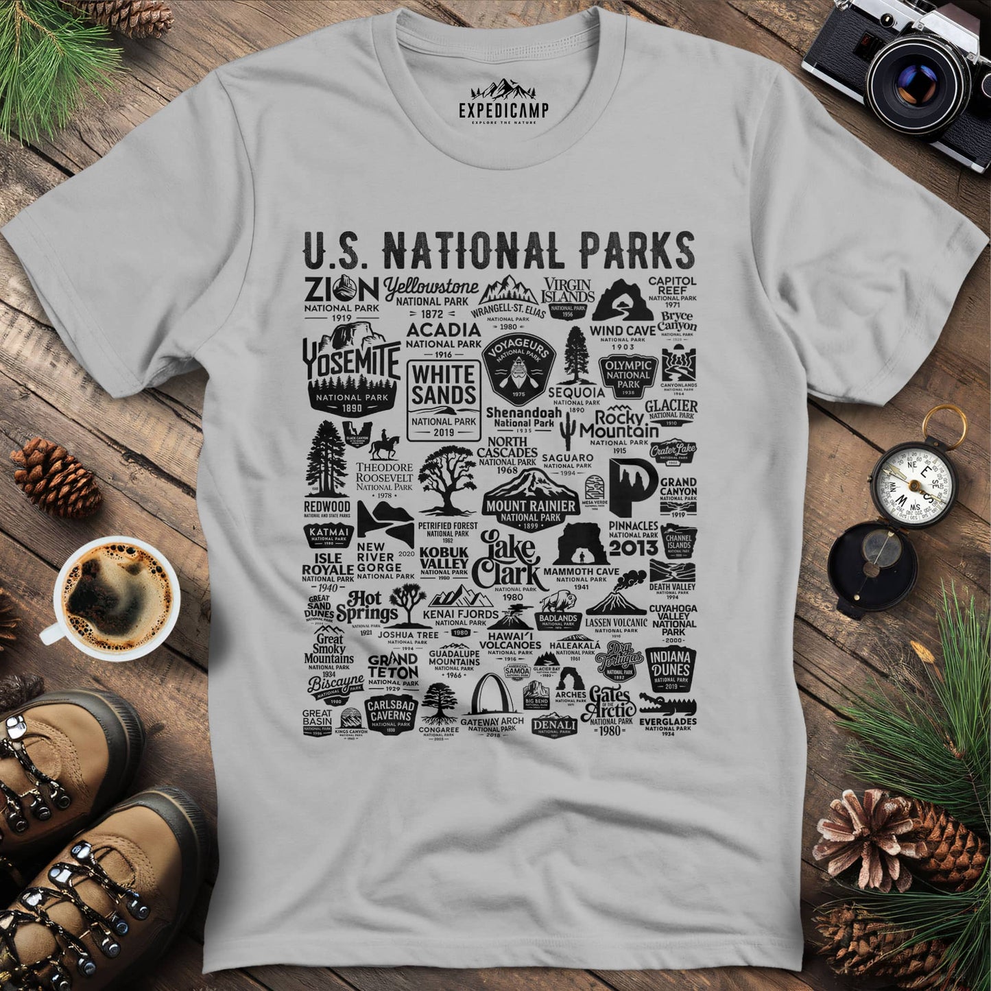 63 National Parks Vintage Logo T-Shirt