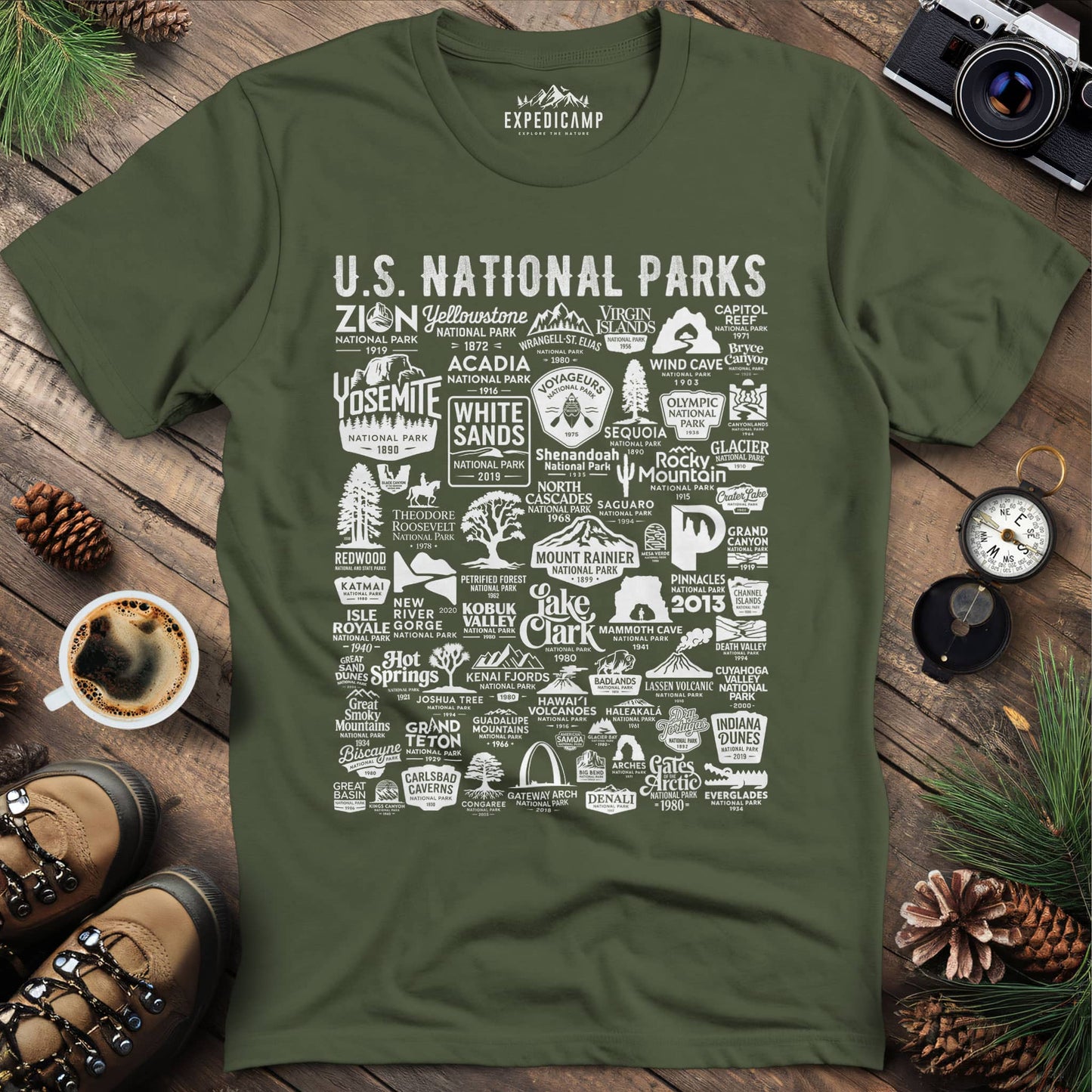 63 National Parks Vintage Logo T-Shirt