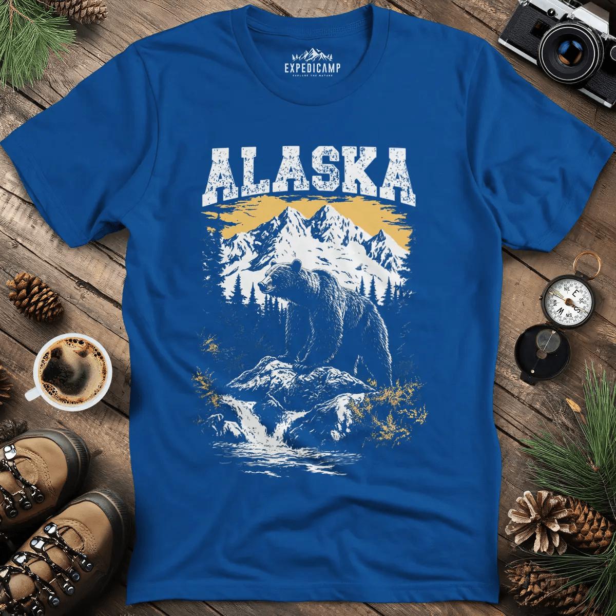 Alaska Grizzly Bear T-Shirt – Royal – Outdoor apparel for travel, hiking, camping, and nature lovers – ExpediCamp