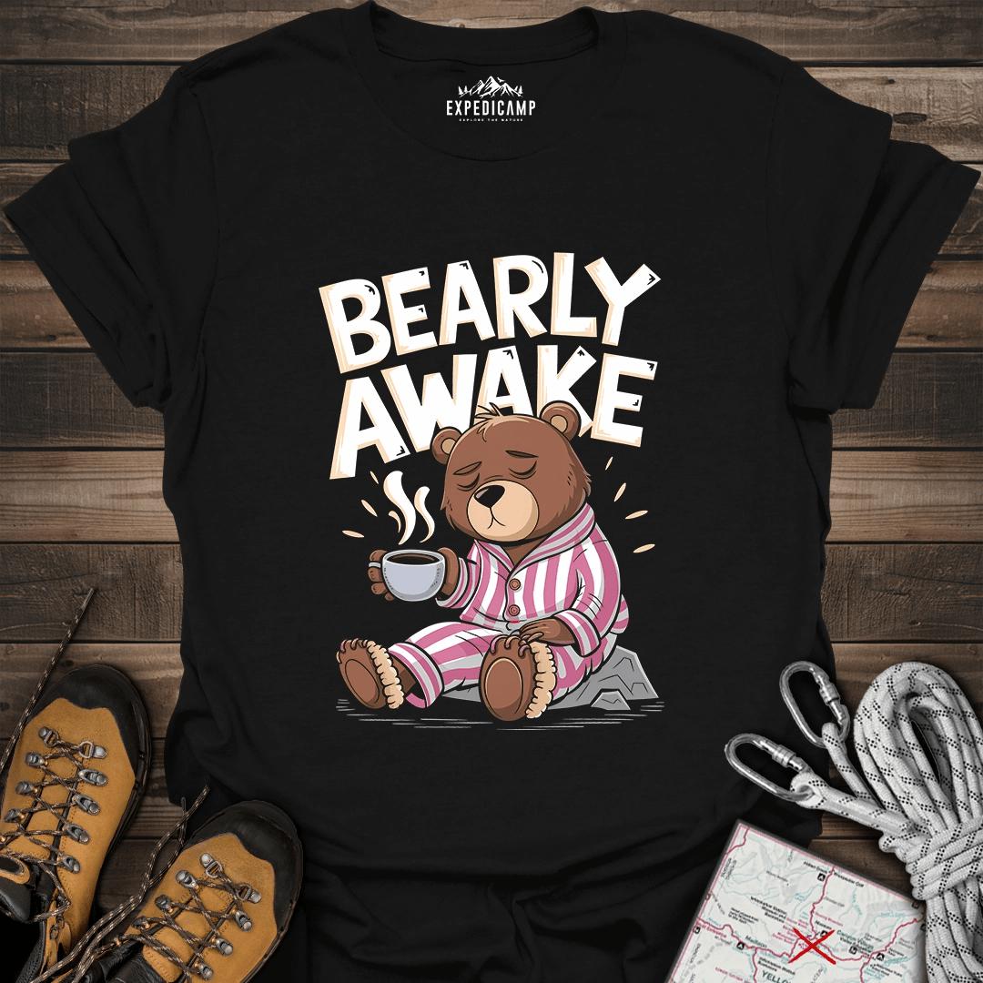 Bearly Awake T-Shirt – Black – Outdoor apparel for travel, hiking, camping, and nature lovers – ExpediCamp