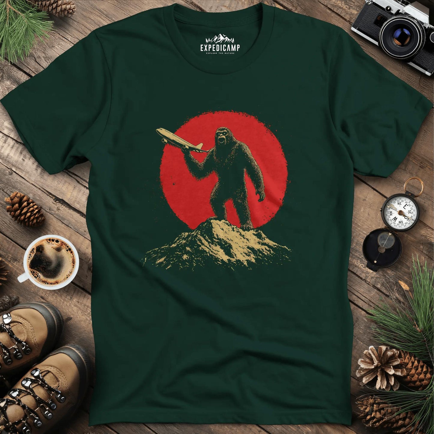 Bigfoot Air Dominance T-Shirt – Forest Green – Outdoor apparel for travel, hiking, camping, and nature lovers – ExpediCamp