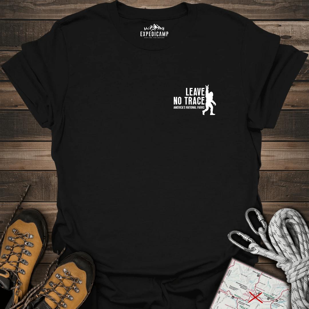 Bigfoot Leave No Trace America's National Parks T-Shirt – Black – Outdoor apparel for travel, hiking, camping, and nature lovers – ExpediCamp