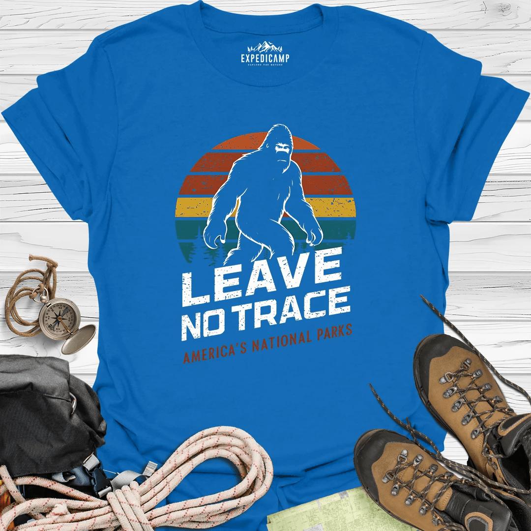 Bigfoot Leave No Trace America's National Parks T-Shirt – Royal – Outdoor apparel for travel, hiking, camping, and nature lovers – ExpediCamp
