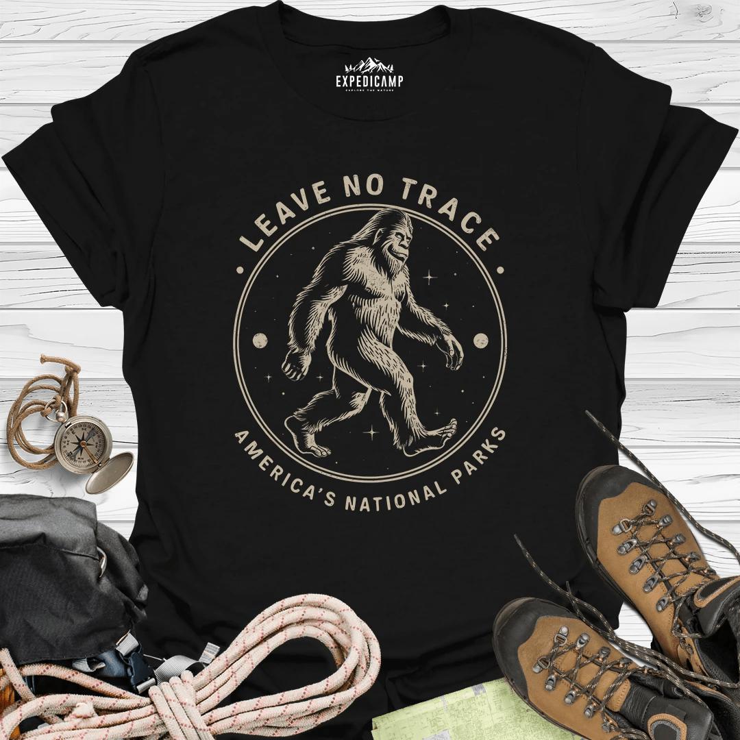 Bigfoot Leave No Trace America's National Parks T-Shirt – Black – Outdoor apparel for travel, hiking, camping, and nature lovers – ExpediCamp