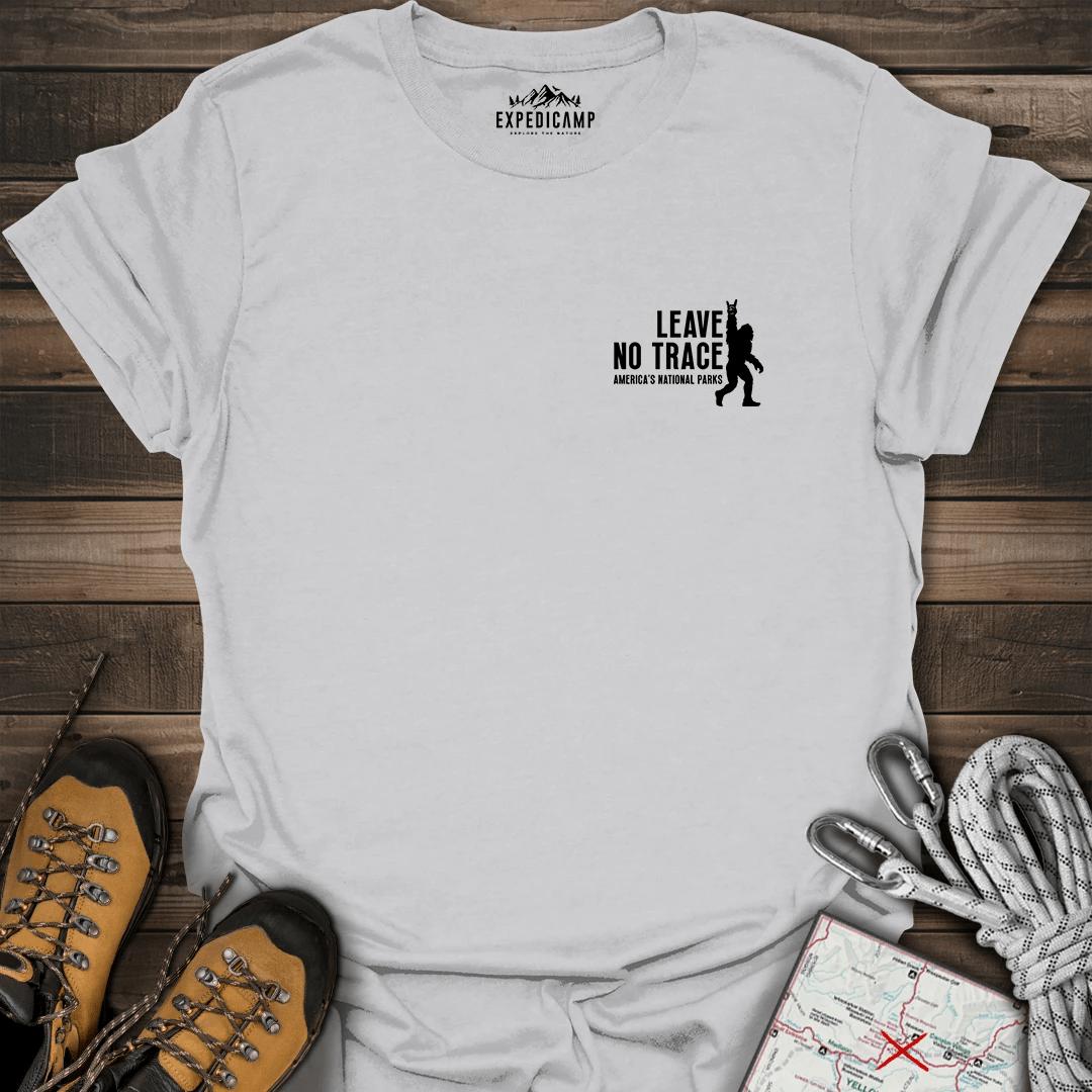 Bigfoot Leave No Trace America's National Parks T-Shirt – Ice Grey – Outdoor apparel for travel, hiking, camping, and nature lovers – ExpediCamp