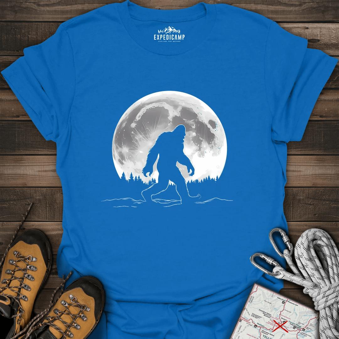 Bigfoot Moon T-Shirt – Royal – Outdoor apparel for travel, hiking, camping, and nature lovers – ExpediCamp