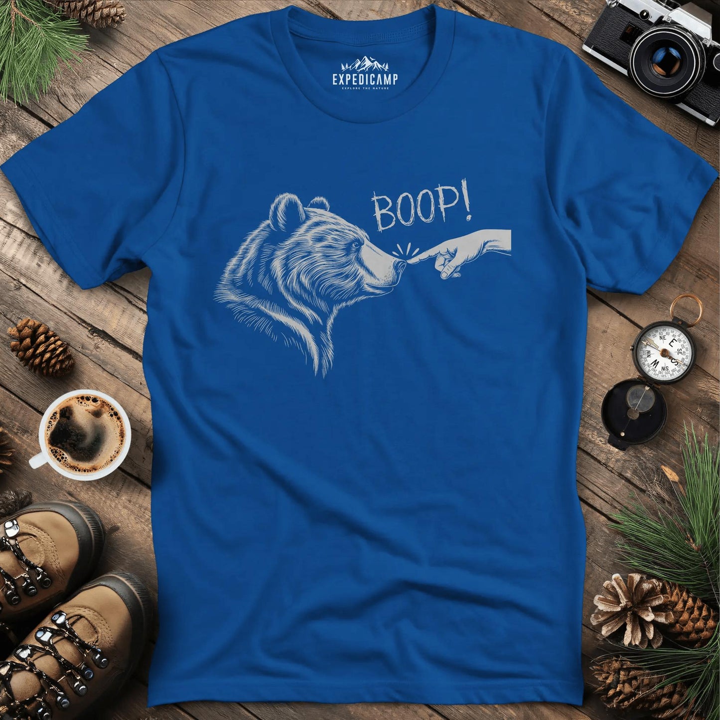 Boop! Bear Nose T-Shirt – Royal – Outdoor apparel for travel, hiking, camping, and nature lovers – ExpediCamp