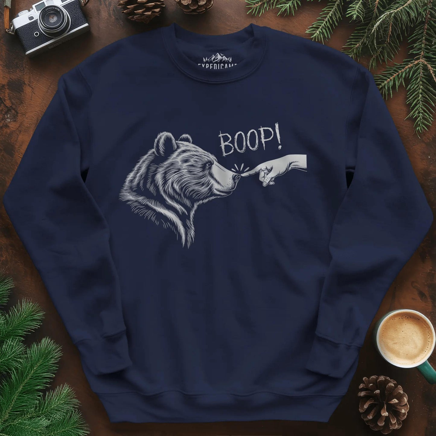 Boop Bear Sweatshirt – Funny Bear Lover Sweatshirt – Navy – Outdoor apparel for travel, hiking, camping, and nature lovers – ExpediCamp