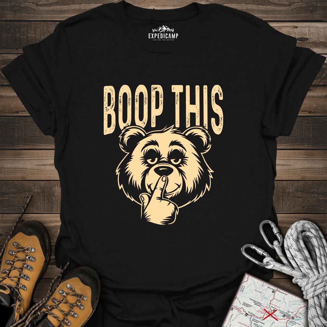 Boop This Bear T-Shirt – Fun and Playful Hiking Design – Black – Outdoor apparel for travel, hiking, camping, and nature lovers – ExpediCamp