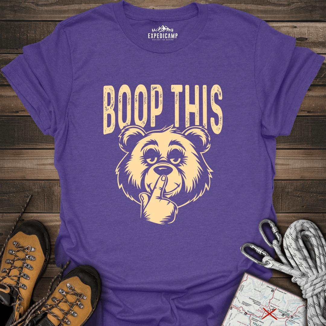 Boop This Bear T-Shirt – Fun and Playful Hiking Design – Heather Purple – Outdoor apparel for travel, hiking, camping, and nature lovers – ExpediCamp