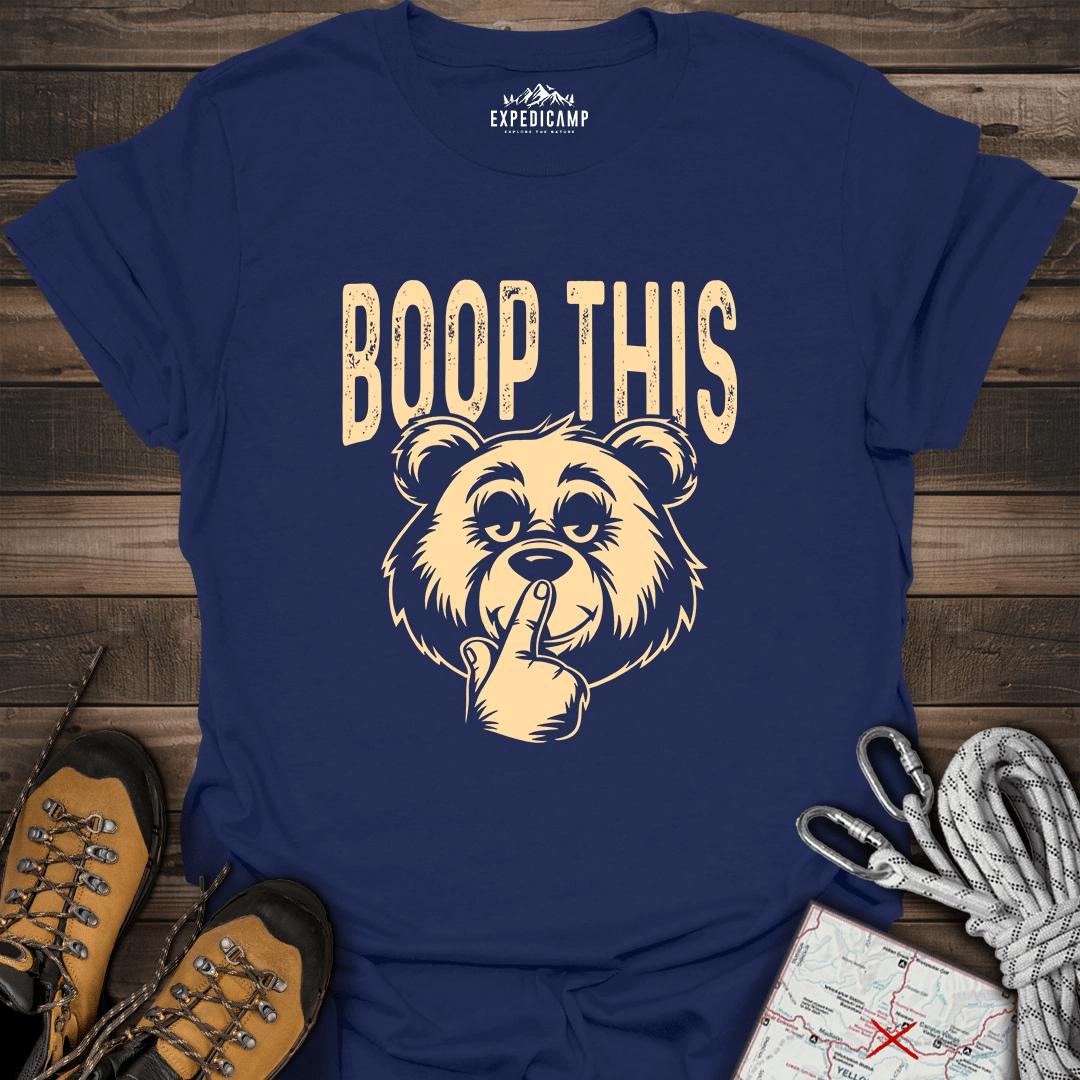 Boop This Bear T-Shirt – Fun and Playful Hiking Design – Navy – Outdoor apparel for travel, hiking, camping, and nature lovers – ExpediCamp