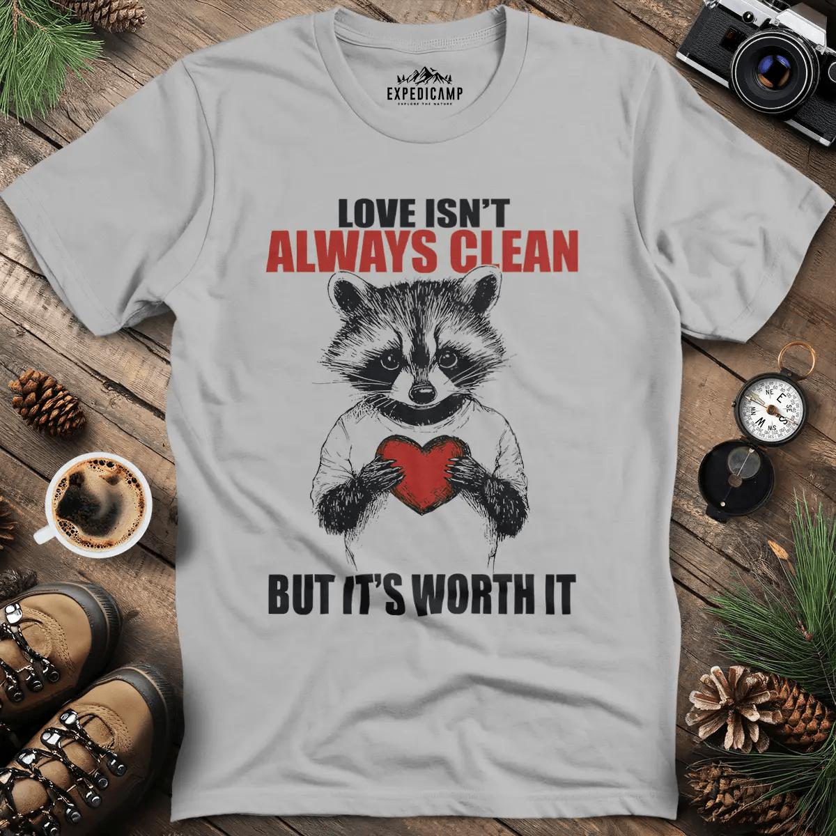 Coffee-Loving Eagle T-Shirt – Ice Grey – Outdoor apparel for travel, hiking, camping, and nature lovers – ExpediCamp