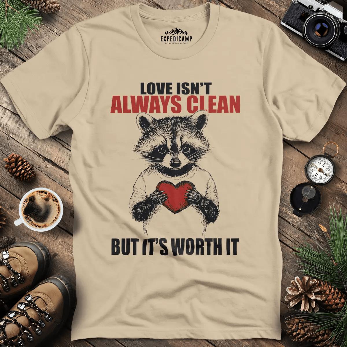 Coffee-Loving Eagle T-Shirt – Sand – Outdoor apparel for travel, hiking, camping, and nature lovers – ExpediCamp