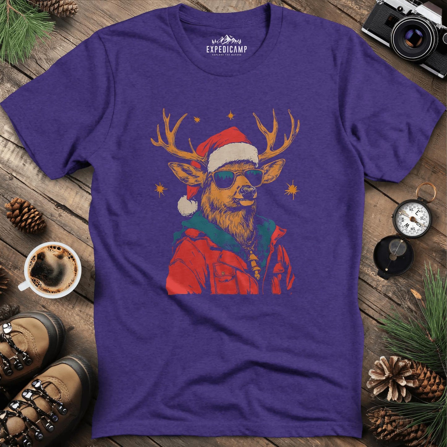 Cool Reindeer T-Shirt – Heather Purple – Outdoor apparel for travel, hiking, camping, and nature lovers – ExpediCamp