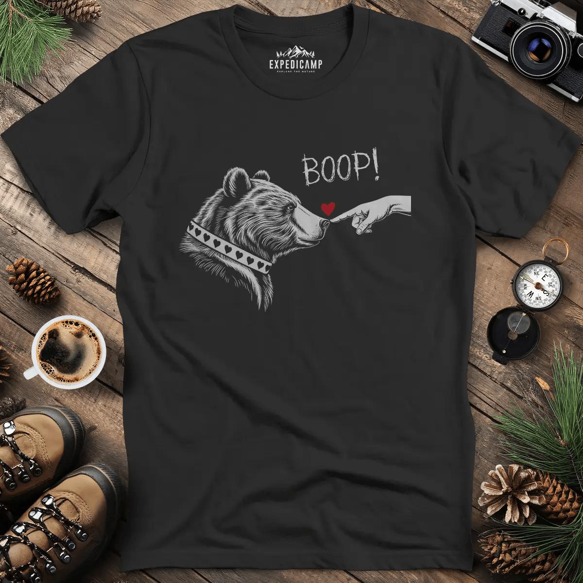 Cute Bear Boop Valentine's T-Shirt – Black – Outdoor apparel for travel, hiking, camping, and nature lovers – ExpediCamp