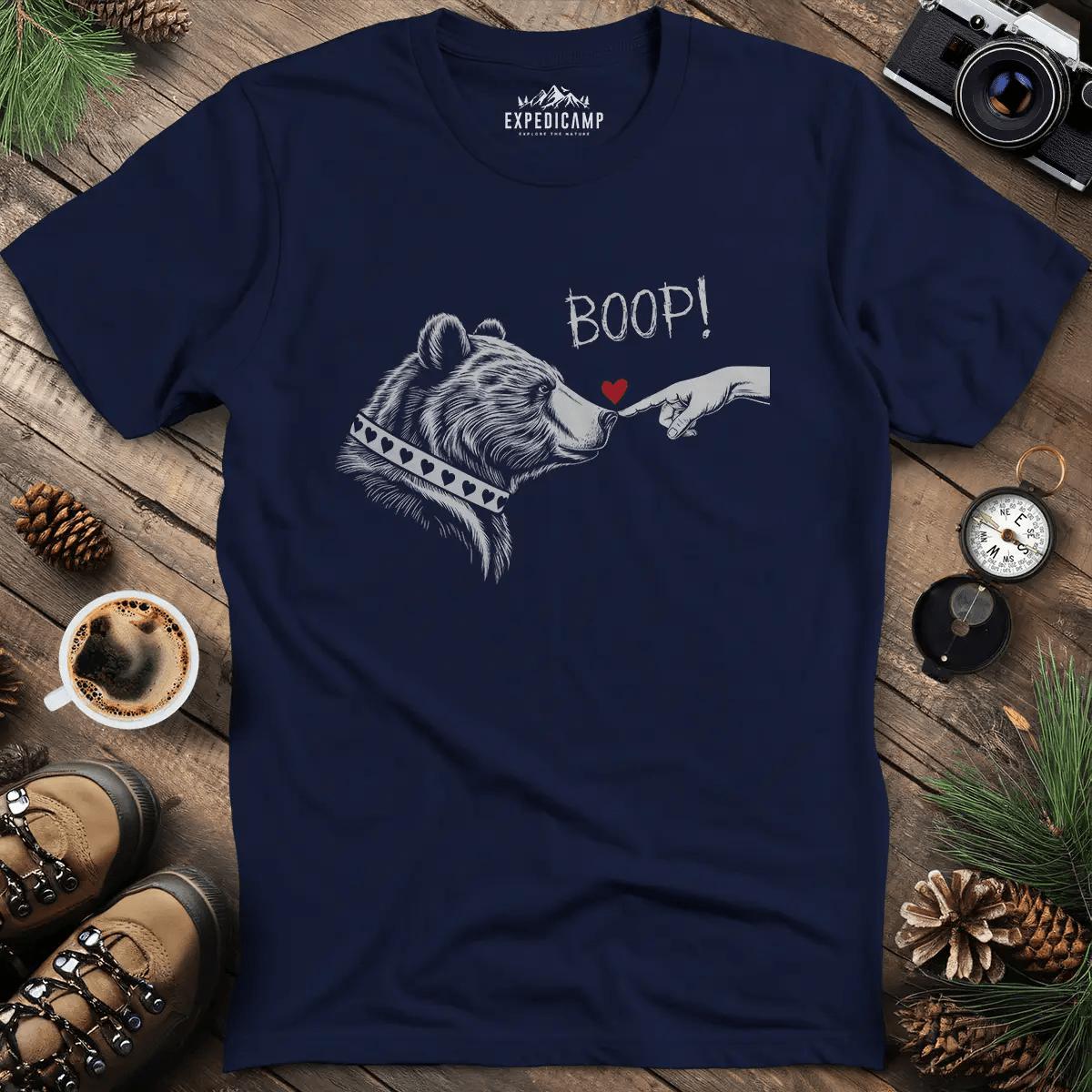 Cute Bear Boop Valentine's T-Shirt – Navy – Outdoor apparel for travel, hiking, camping, and nature lovers – ExpediCamp