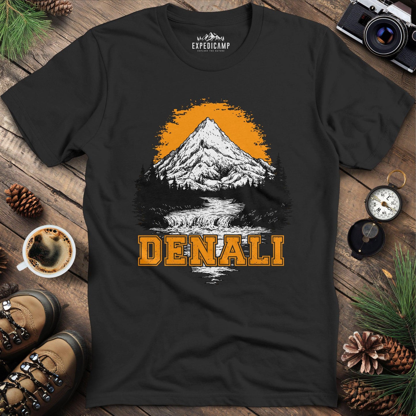 Denali National Park Alaska T-Shirt – Black – Outdoor apparel for travel, hiking, camping, and nature lovers – ExpediCamp