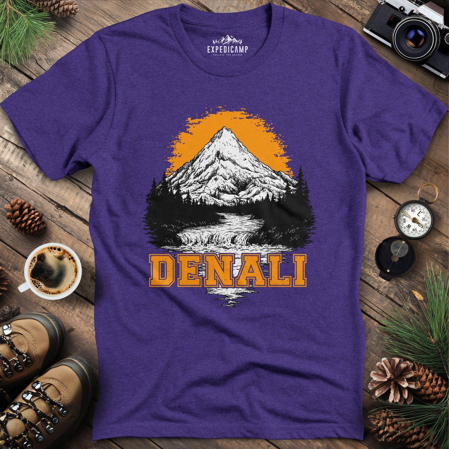 Denali National Park Alaska T-Shirt – Heather Purple – Outdoor apparel for travel, hiking, camping, and nature lovers – ExpediCamp
