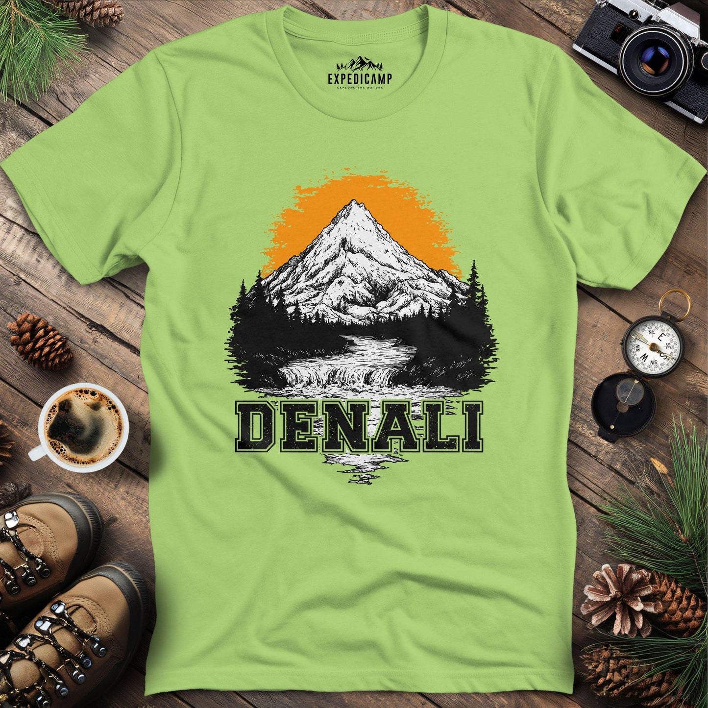 Denali National Park Alaska T-Shirt – Kiwi – Outdoor apparel for travel, hiking, camping, and nature lovers – ExpediCamp