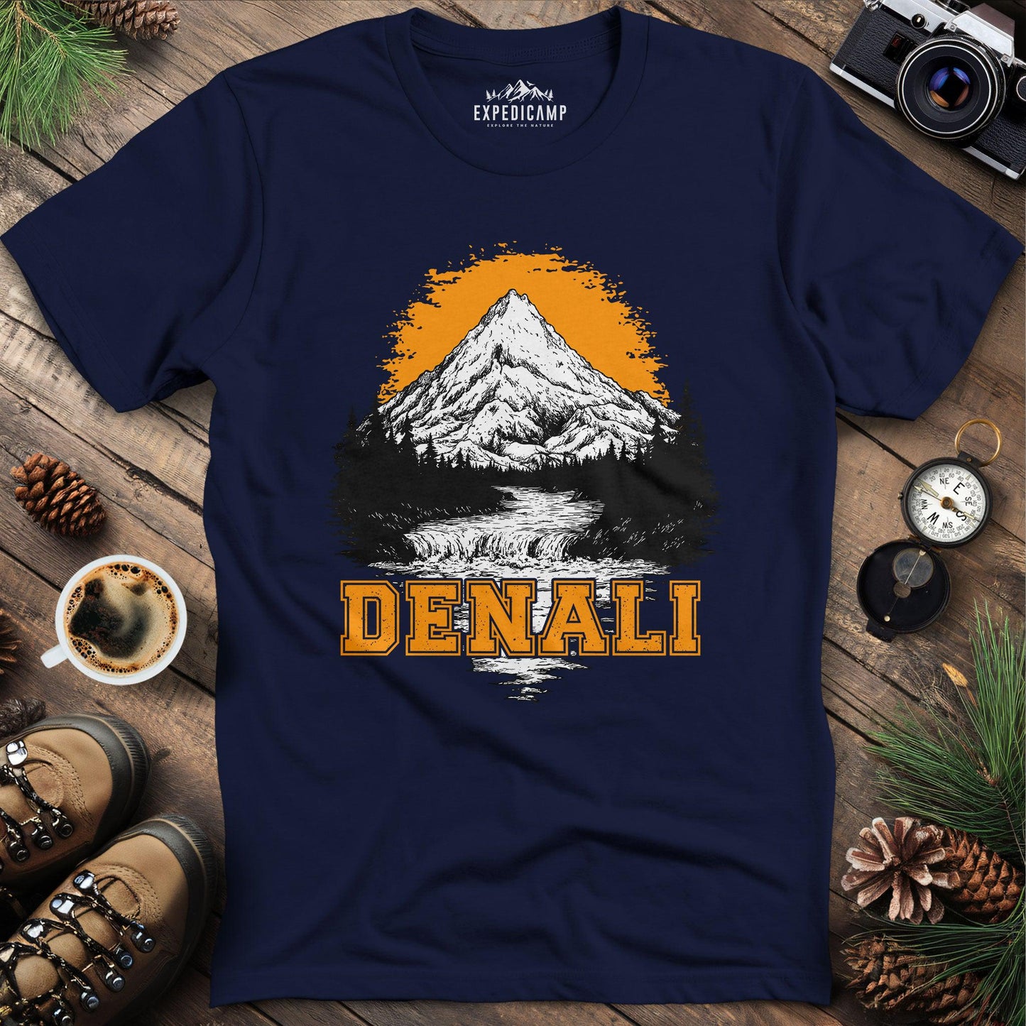 Denali National Park Alaska T-Shirt – Navy – Outdoor apparel for travel, hiking, camping, and nature lovers – ExpediCamp