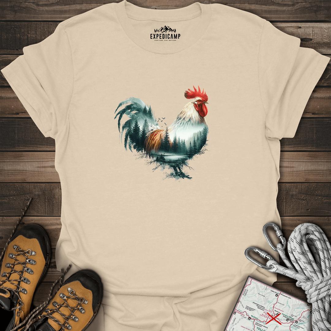 Double Exposure Roomster T-Shirt – Sand – Outdoor apparel for travel, hiking, camping, and nature lovers – ExpediCamp