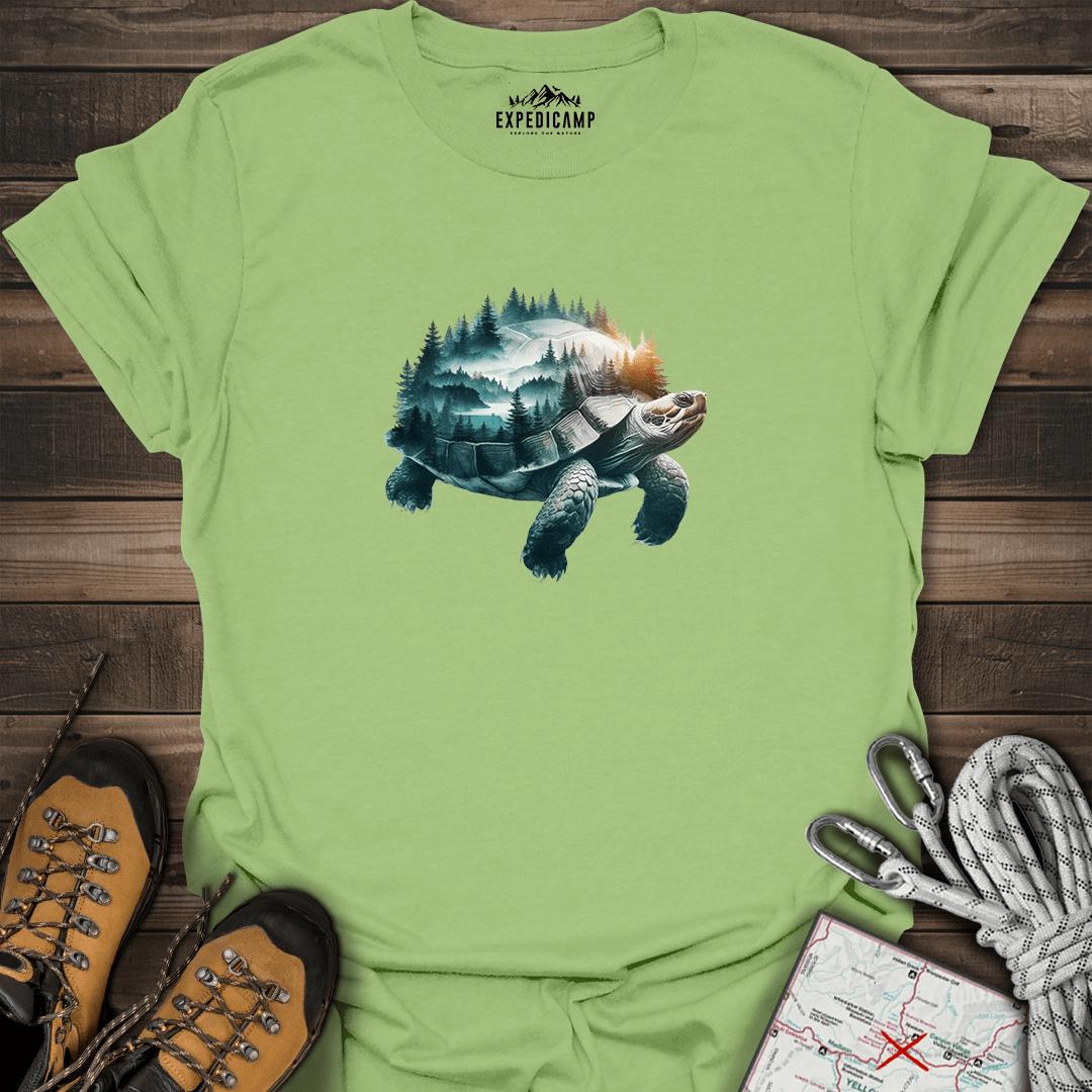 Double Exposure Turtle T-Shirt – Kiwi – Outdoor apparel for travel, hiking, camping, and nature lovers – ExpediCamp