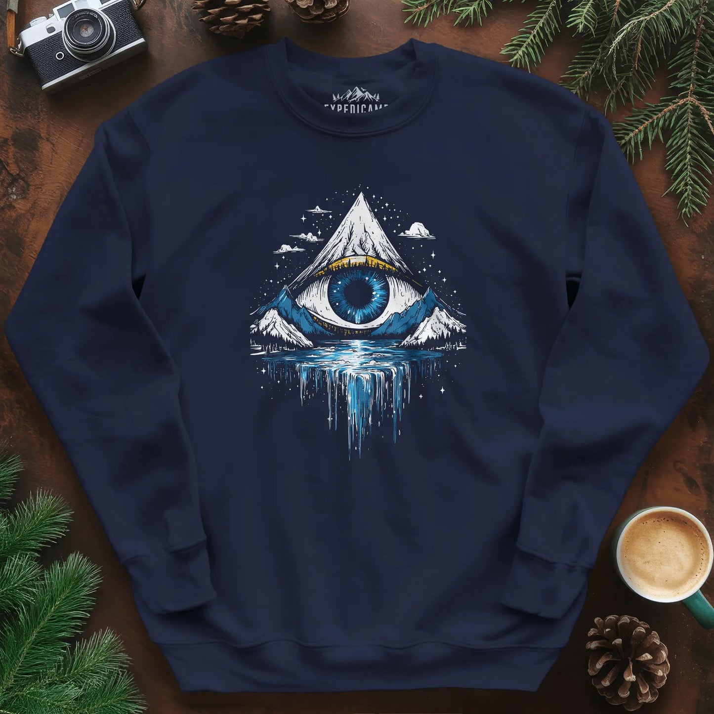 Eye of the Mountain Sweatshirt – Navy – Outdoor apparel for travel, hiking, camping, and nature lovers – ExpediCamp