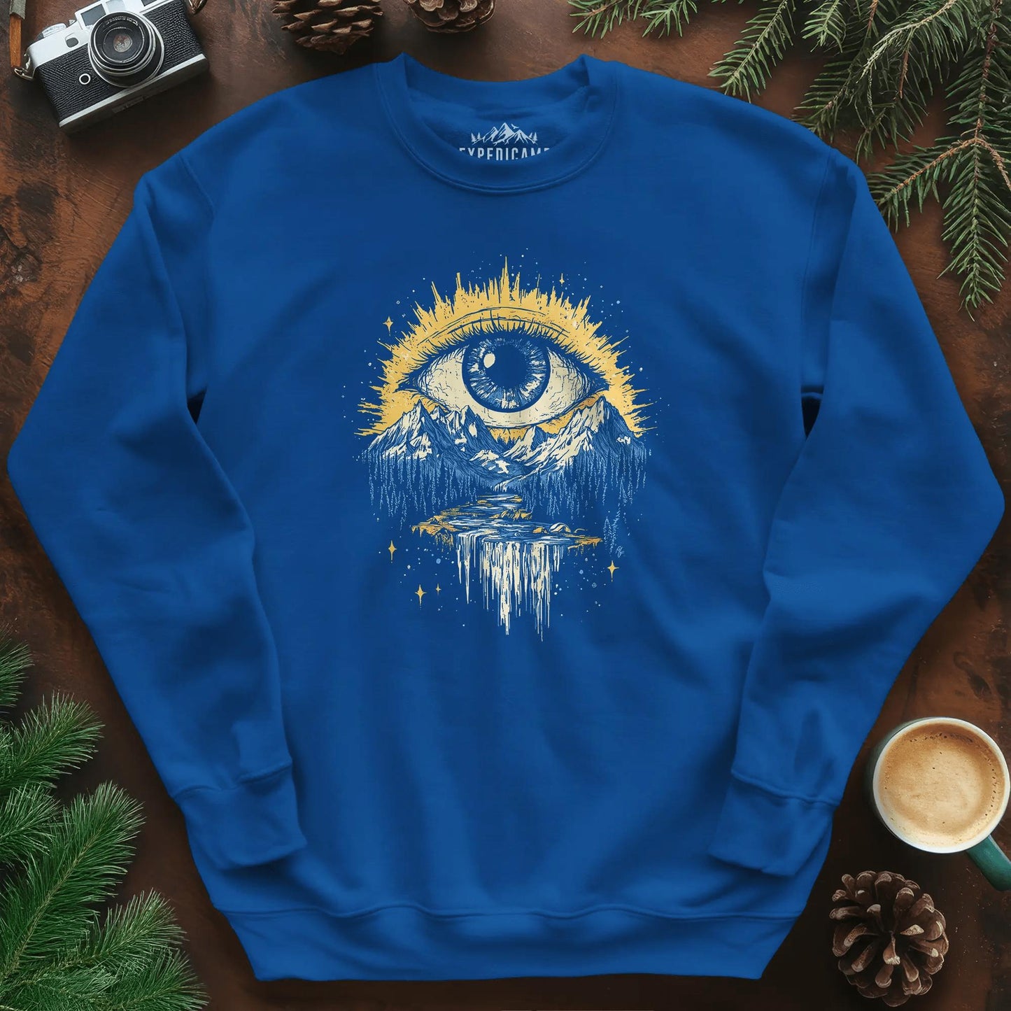 Eye of the Wilderness Sweatshirt – Royal – Outdoor apparel for travel, hiking, camping, and nature lovers – ExpediCamp