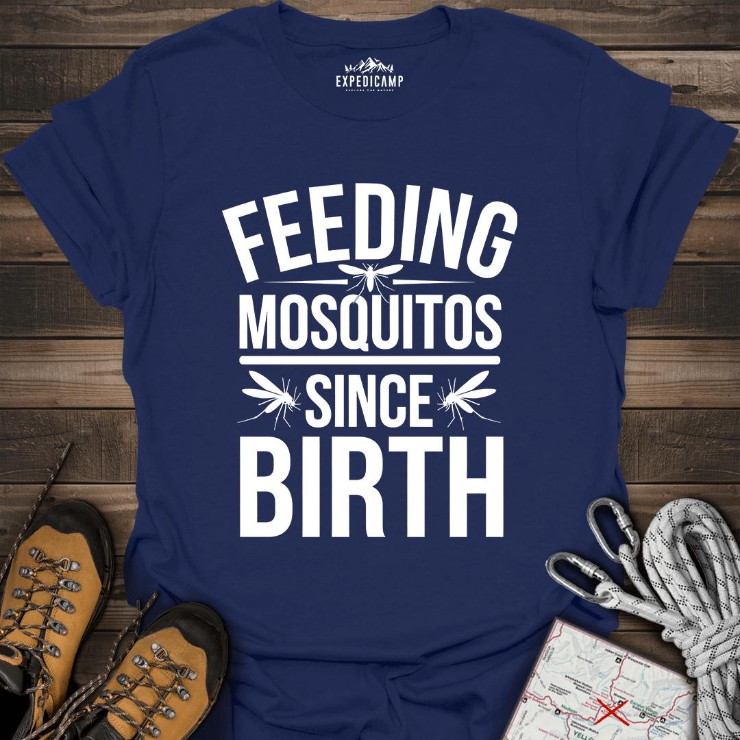 Feeding Mosquitos Since Birth T-Shirt – Navy – Outdoor apparel for travel, hiking, camping, and nature lovers – ExpediCamp