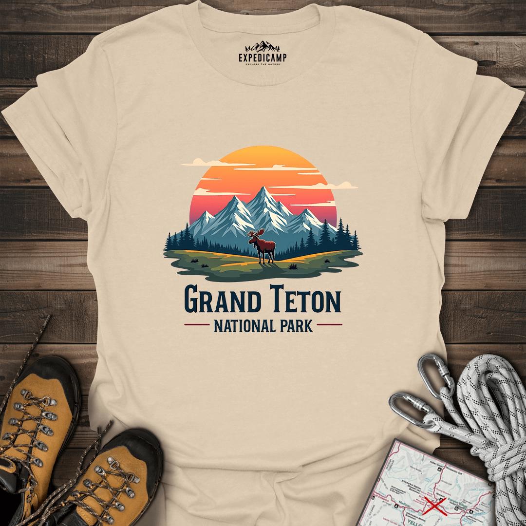 Grand Teton National Park T-Shirt – Sand – Outdoor apparel for travel, hiking, camping, and nature lovers – ExpediCamp