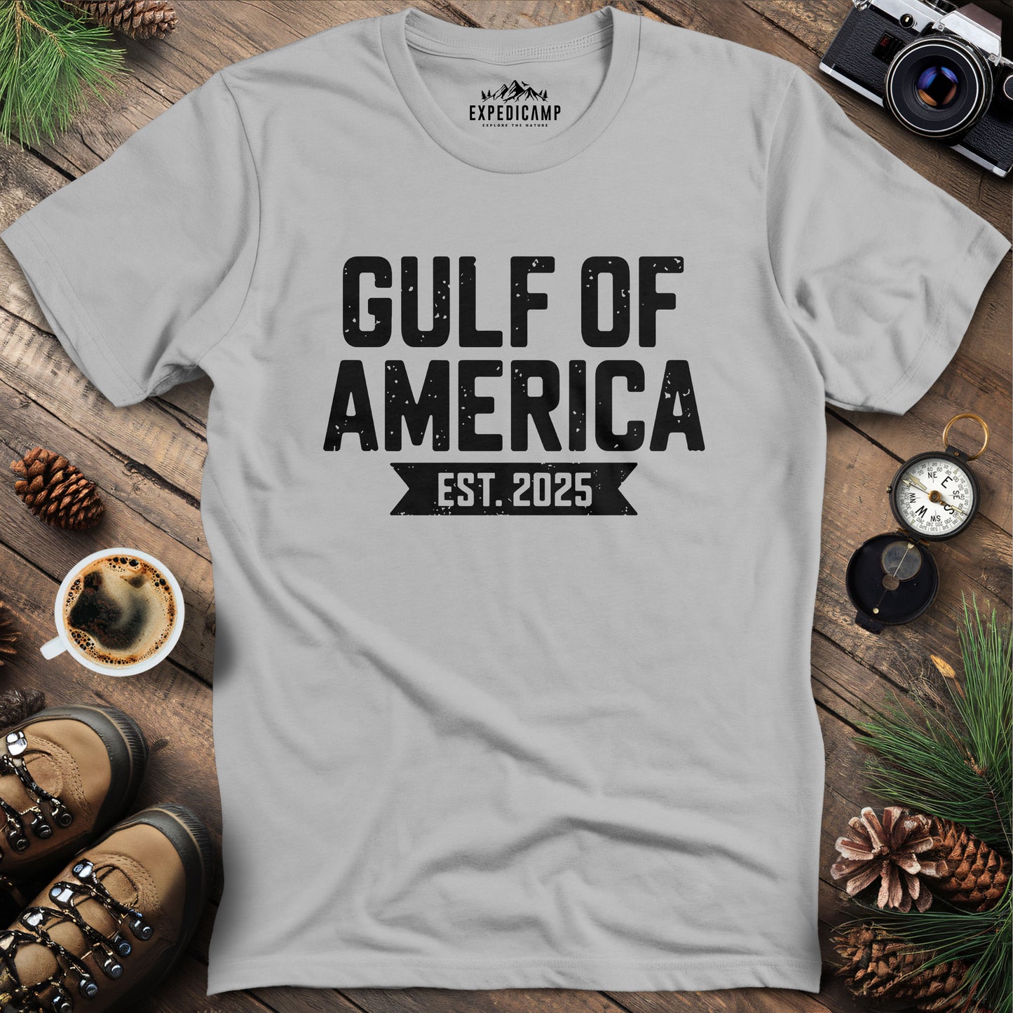 Gulf of America Minimalist T-Shirt – Ice Grey – Outdoor apparel for travel, hiking, camping, and nature lovers – ExpediCamp