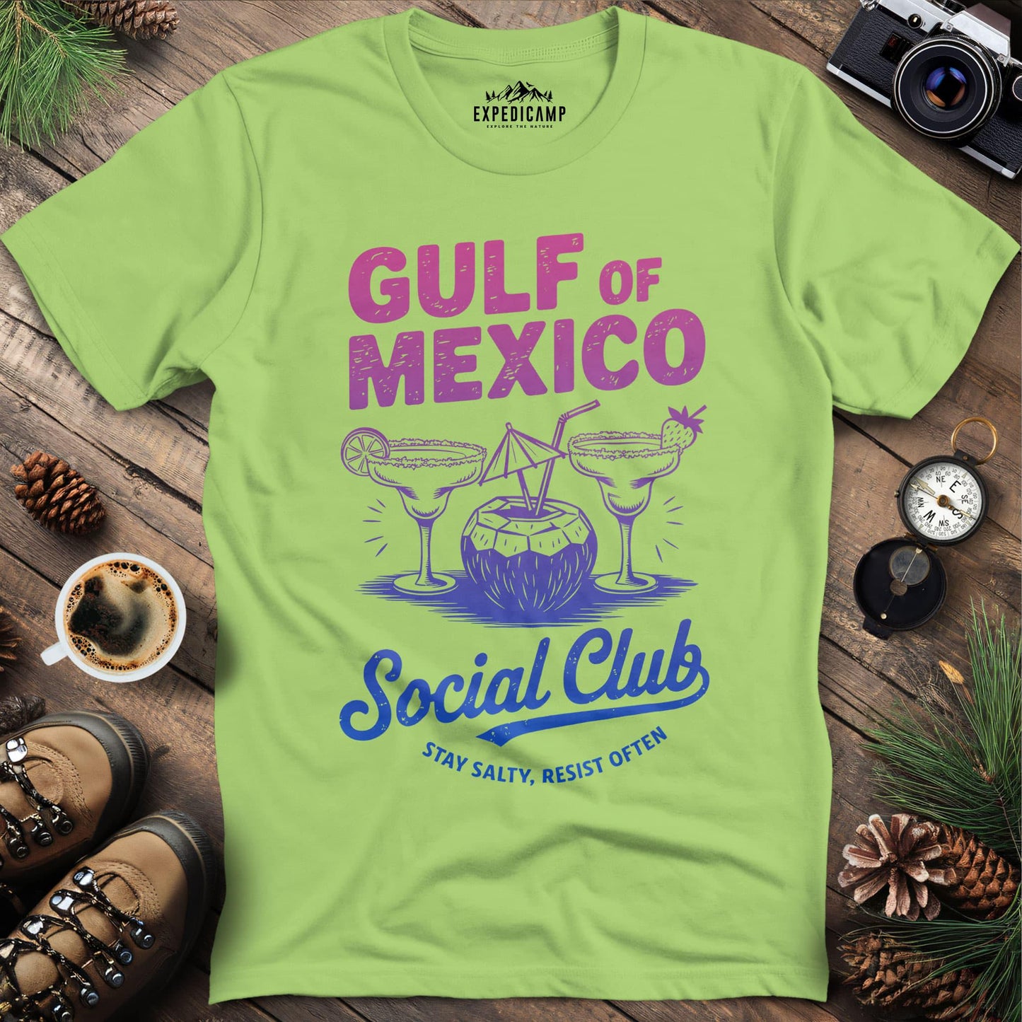 Gulf of Mexico Social Club T-Shirt – Kiwi – Outdoor apparel for travel, hiking, camping, and nature lovers – ExpediCamp