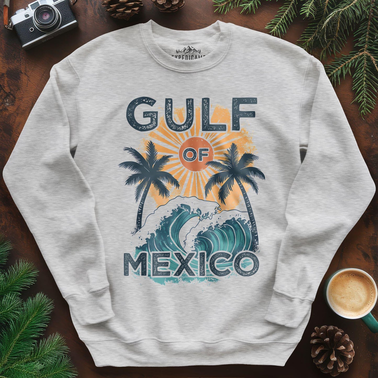 Gulf of Mexico Sweatshirt – Ash – Outdoor apparel for travel, hiking, camping, and nature lovers – ExpediCamp