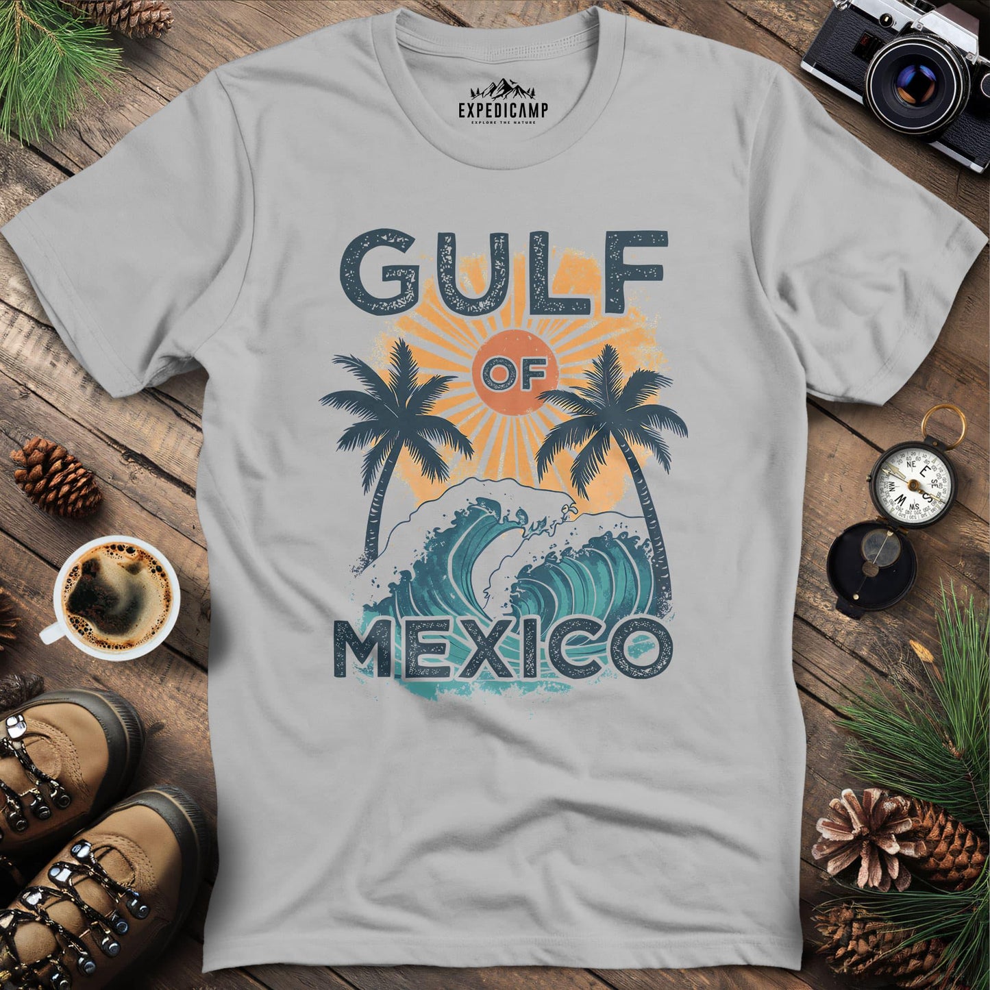 Gulf of Mexico T-Shirt – Ice Grey – Outdoor apparel for travel, hiking, camping, and nature lovers – ExpediCamp