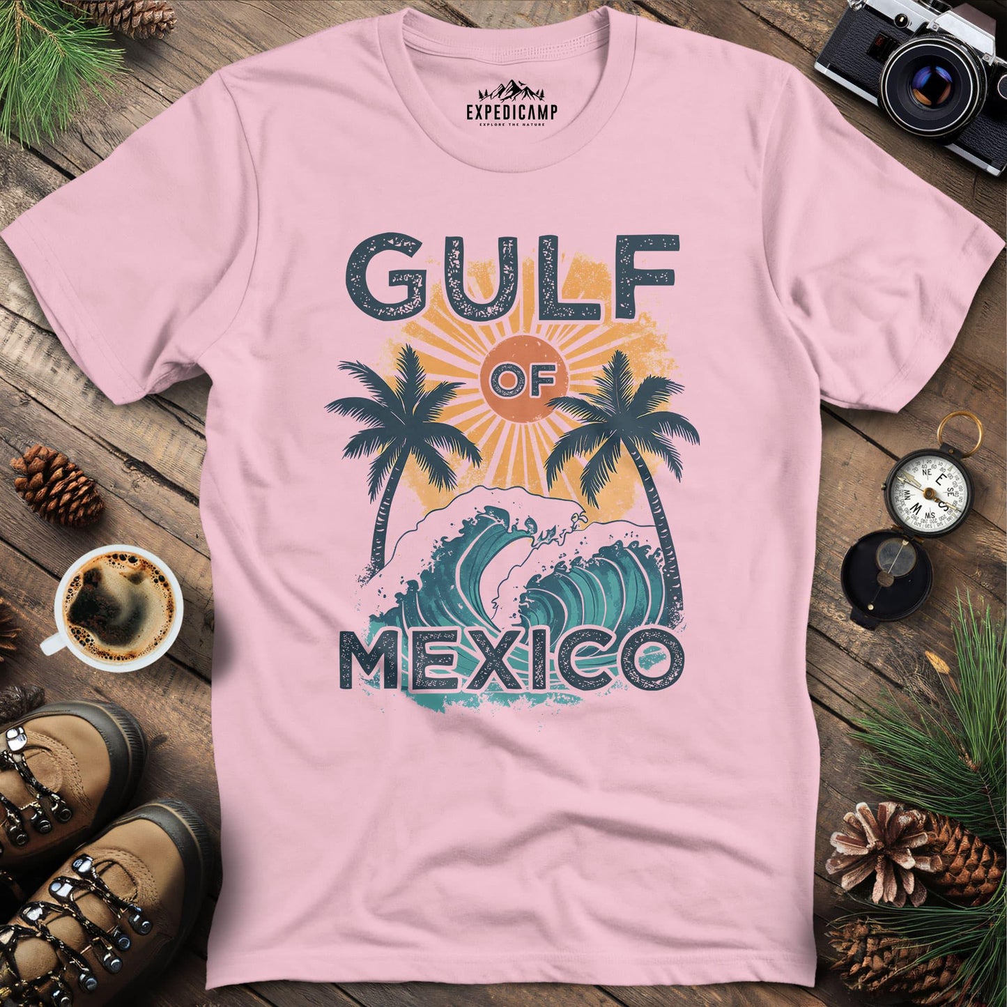 Gulf of Mexico T-Shirt – Light Pink – Outdoor apparel for travel, hiking, camping, and nature lovers – ExpediCamp