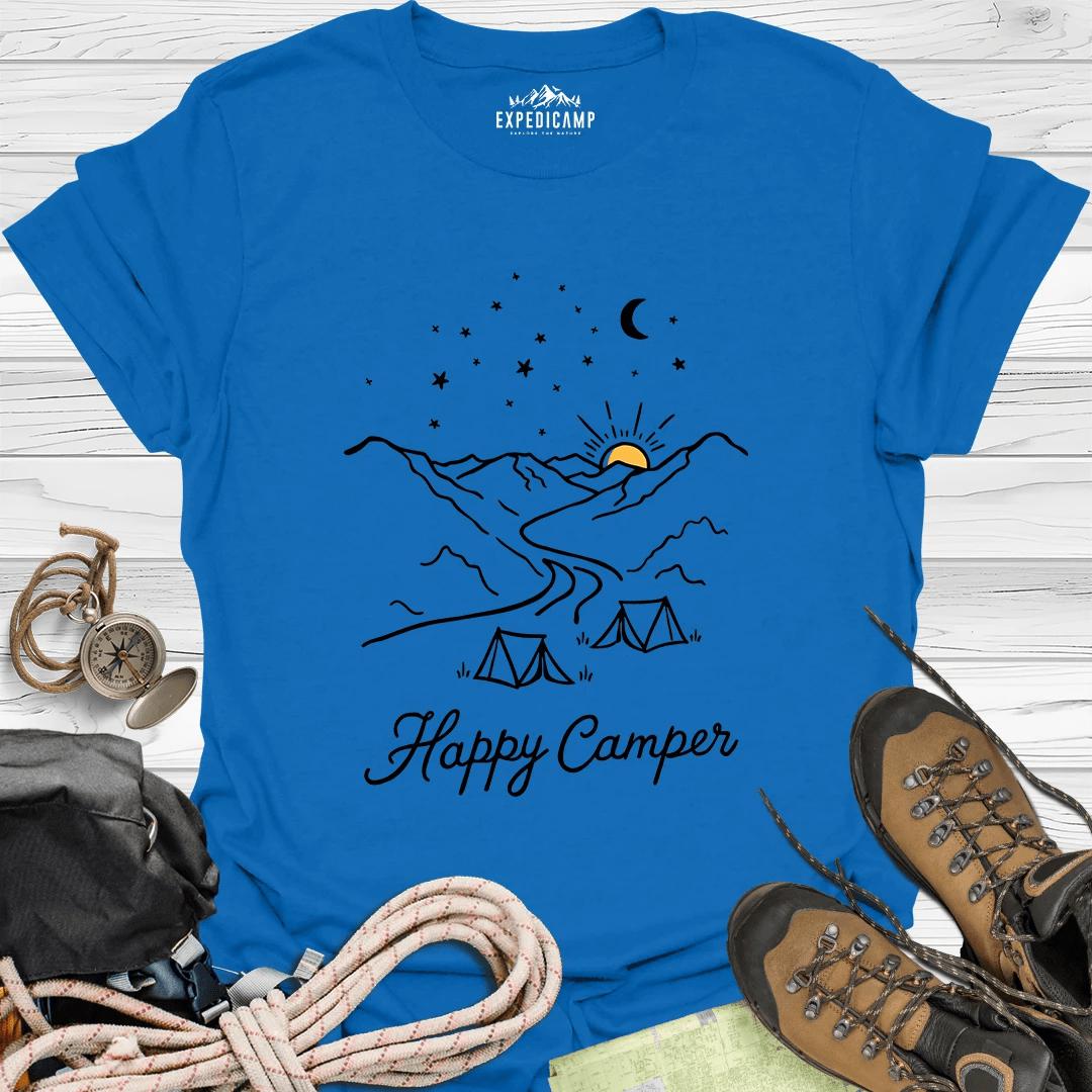 Happy Camper Camping T-Shirt – Royal – Outdoor apparel for travel, hiking, camping, and nature lovers – ExpediCamp