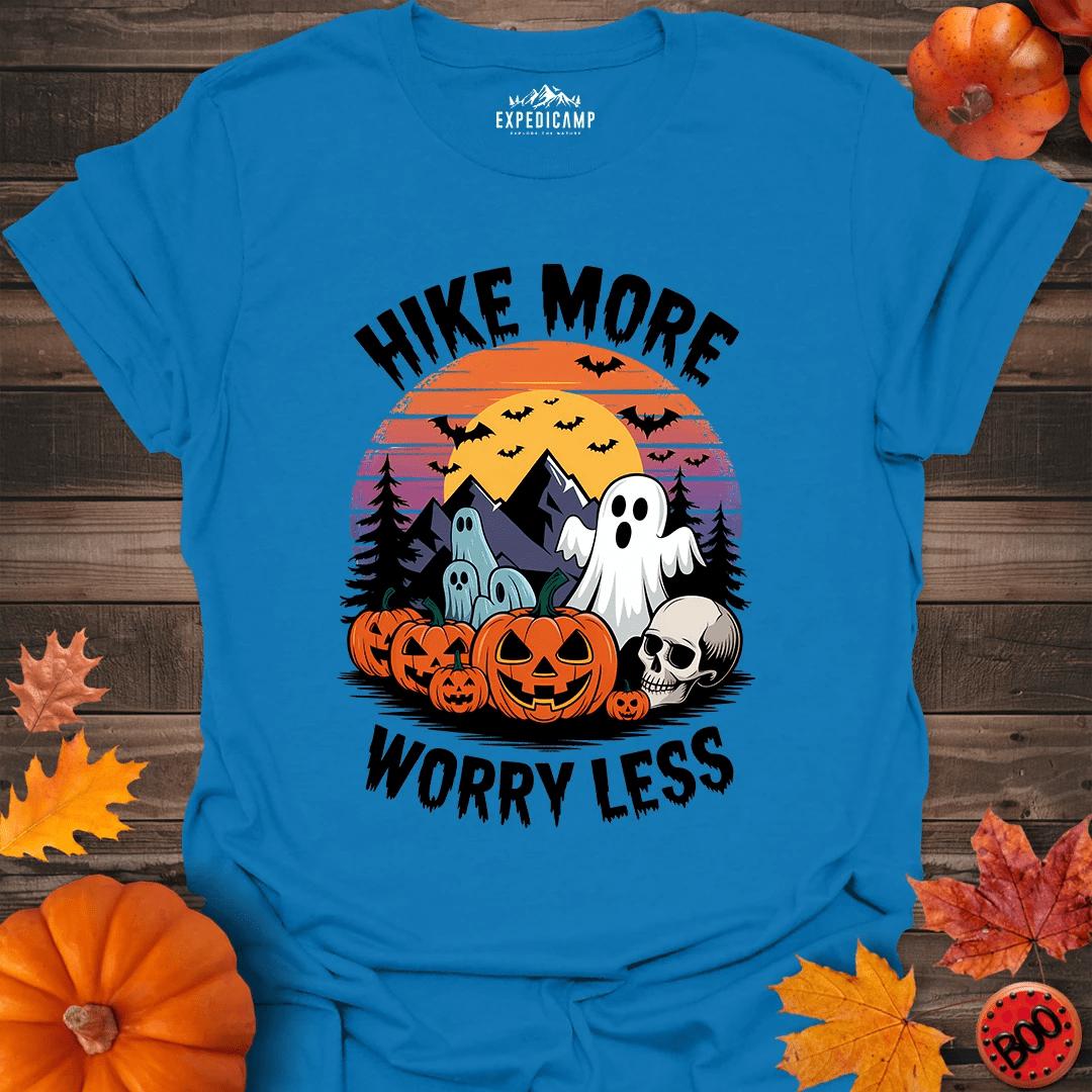 Hike More Worry Less T-Shirt – Royal – Outdoor apparel for travel, hiking, camping, and nature lovers – ExpediCamp