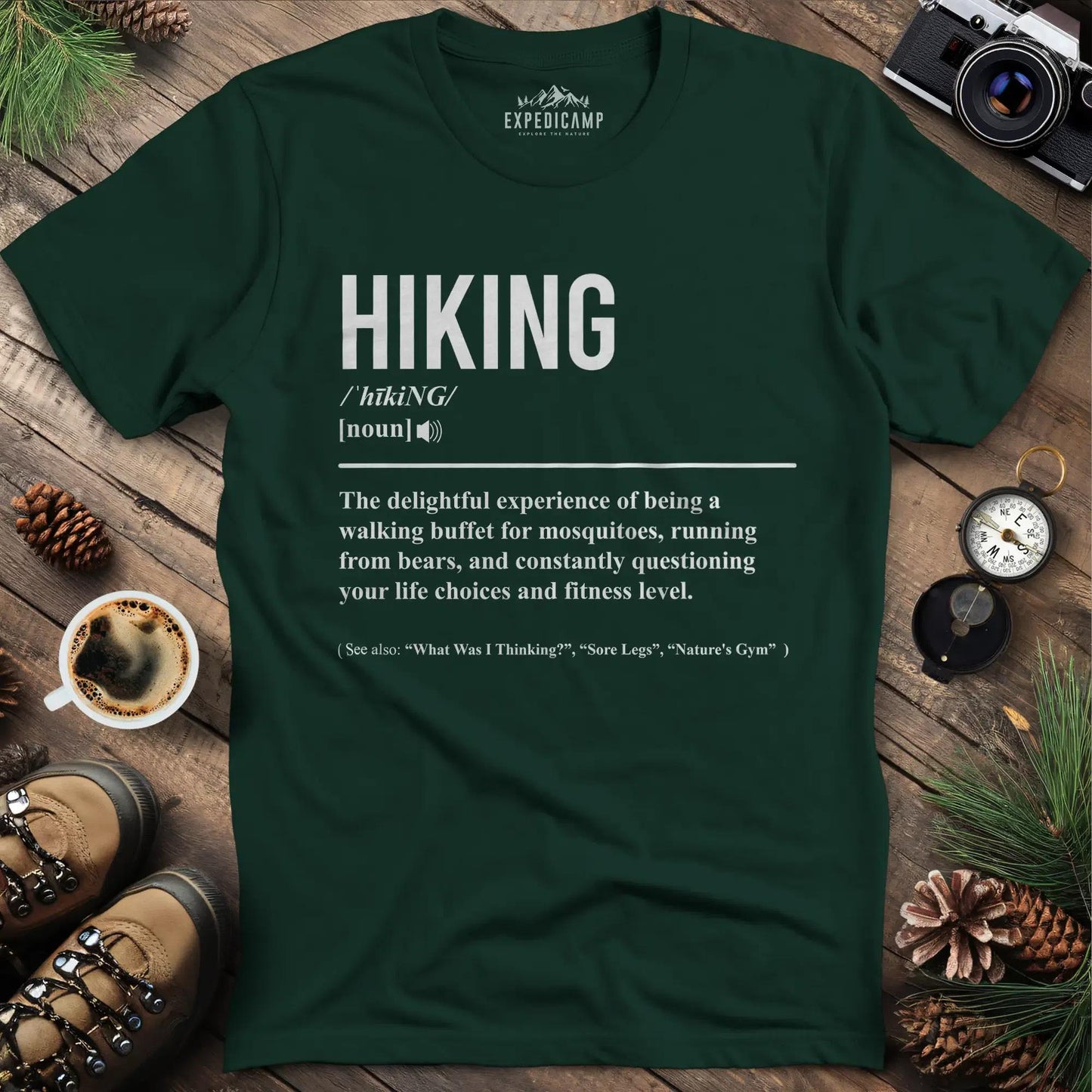 Hiking Definition T-Shirt – Forest Green – Outdoor apparel for travel, hiking, camping, and nature lovers – ExpediCamp