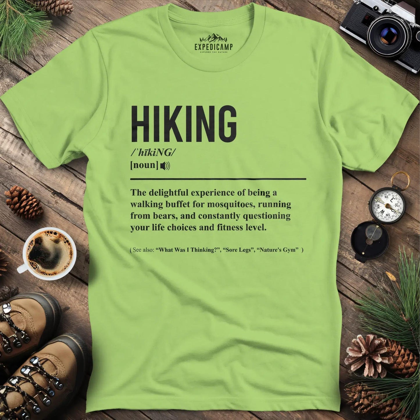 Hiking Definition T-Shirt – Kiwi – Outdoor apparel for travel, hiking, camping, and nature lovers – ExpediCamp