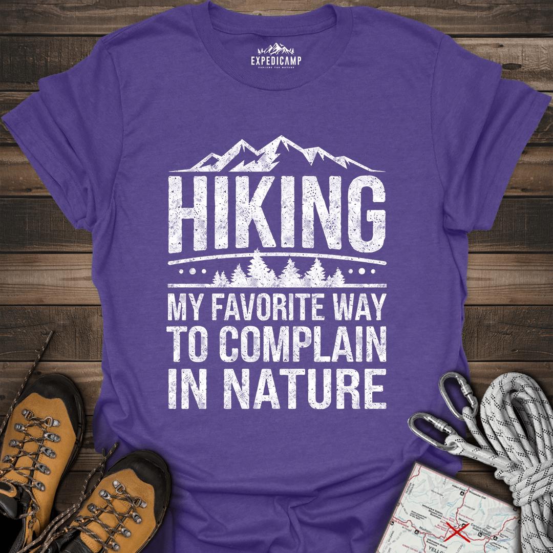 Hiking My Favorite Way To Complain T-Shirt – Heather Purple – Outdoor apparel for travel, hiking, camping, and nature lovers – ExpediCamp