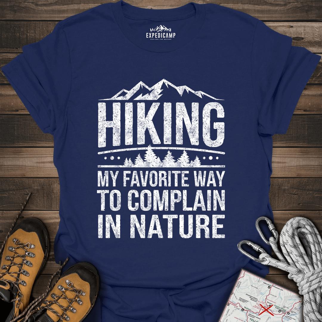 Hiking My Favorite Way To Complain T-Shirt – Navy – Outdoor apparel for travel, hiking, camping, and nature lovers – ExpediCamp