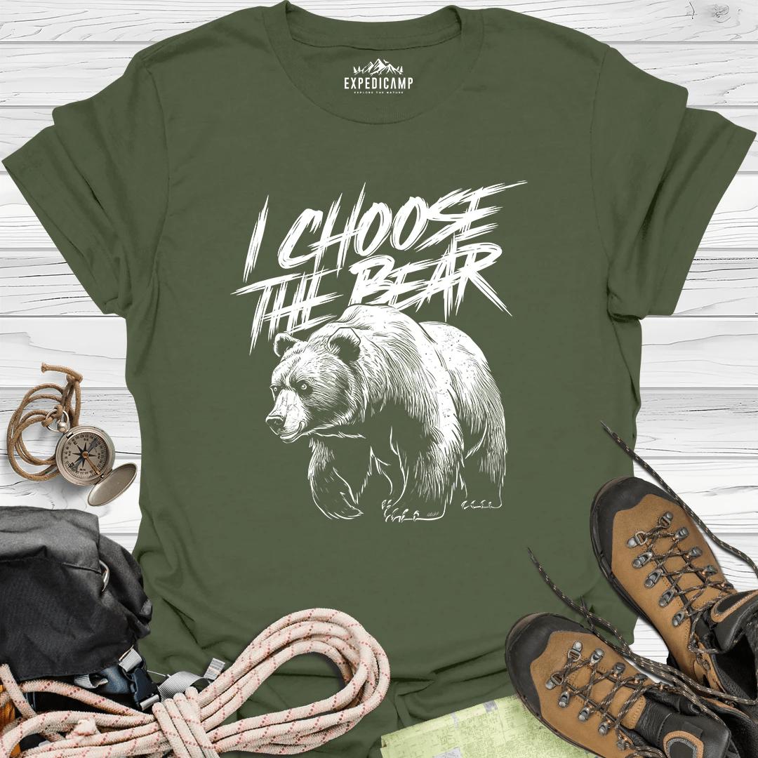 I Choose The Bear Outdoor T-Shirt – Military Green – Outdoor apparel for travel, hiking, camping, and nature lovers – ExpediCamp