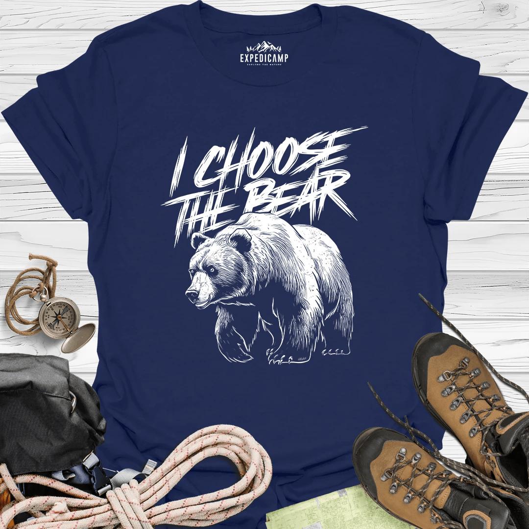 I Choose The Bear Outdoor T-Shirt – Navy – Outdoor apparel for travel, hiking, camping, and nature lovers – ExpediCamp