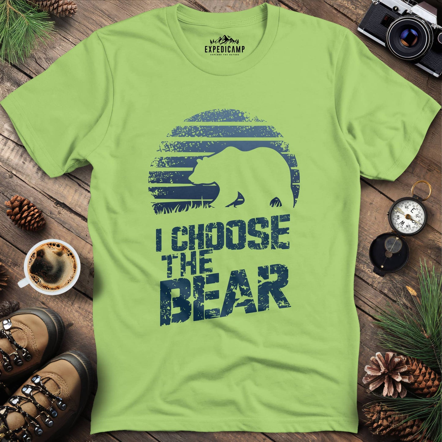 I Choose The Bear Wilderness Adventure T-Shirt – Kiwi – Outdoor apparel for travel, hiking, camping, and nature lovers – ExpediCamp