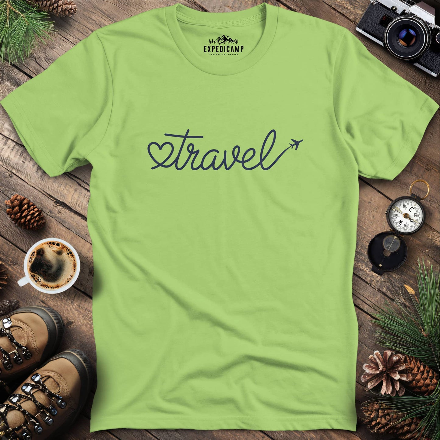 Love to Travel T-Shirt – Kiwi – Outdoor apparel for travel, hiking, camping, and nature lovers – ExpediCamp