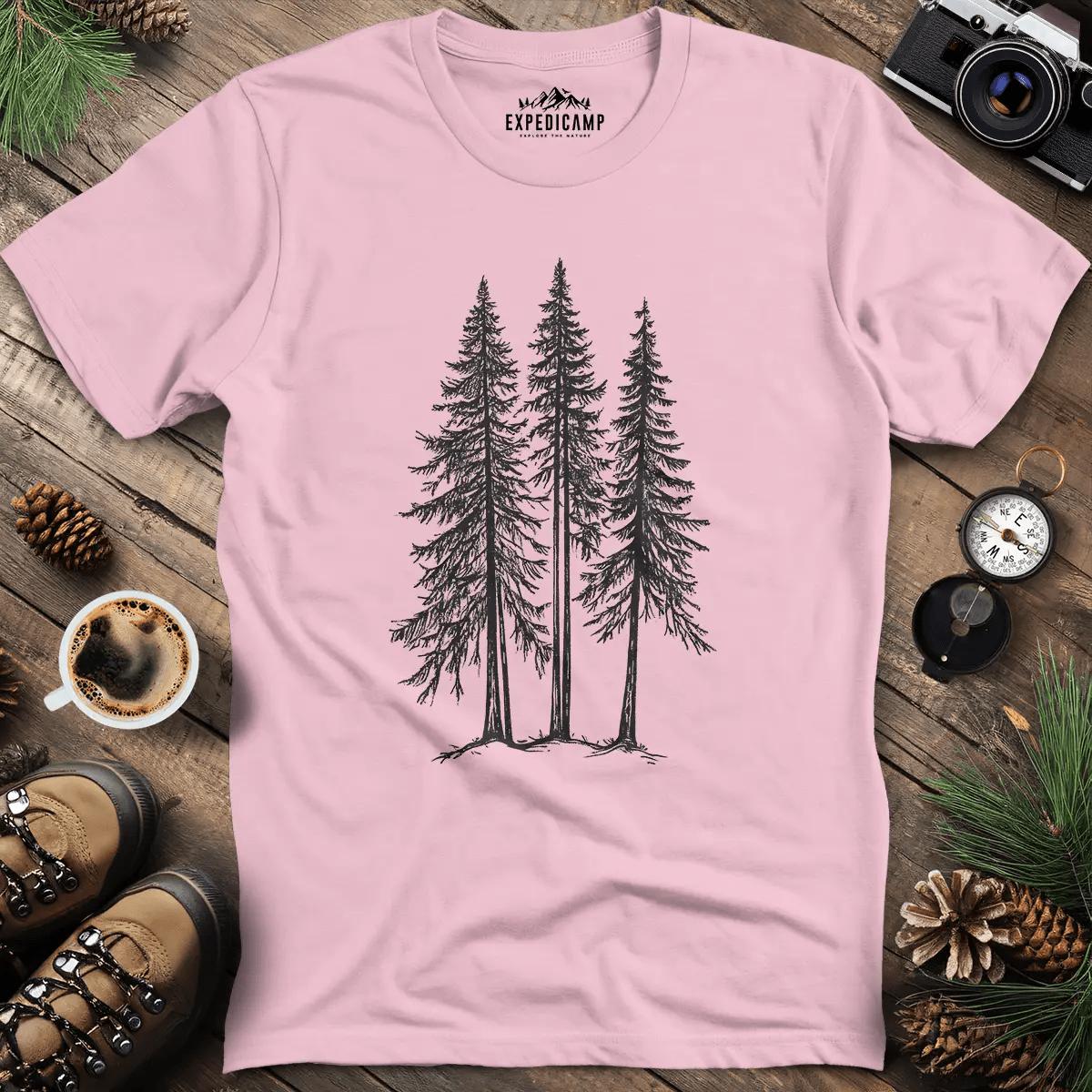 Majestic Forest T-Shirt – Light Pink – Outdoor apparel for travel, hiking, camping, and nature lovers – ExpediCamp