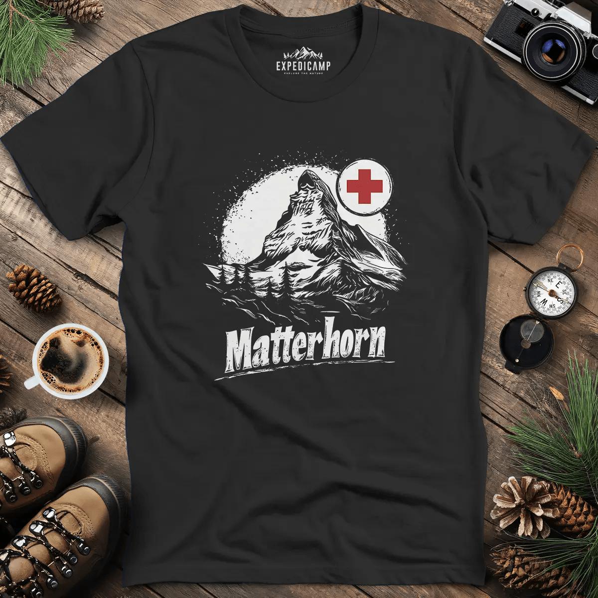 Matterhorn Switzerland Mountain Adventure T-Shirt – Black – Outdoor apparel for travel, hiking, camping, and nature lovers – ExpediCamp