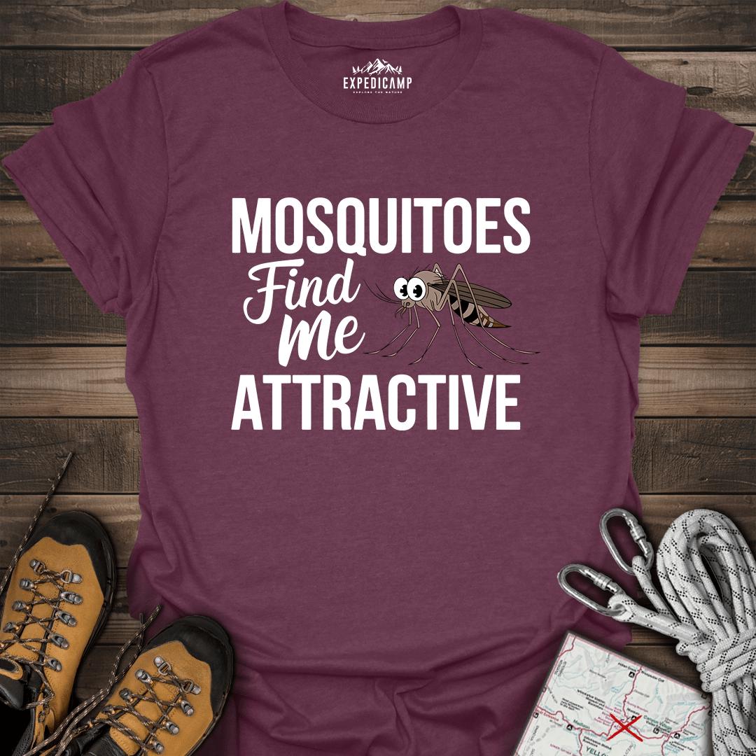Mosquitoes Find Me Attractive T-Shirt – Heather Maroon – Outdoor apparel for travel, hiking, camping, and nature lovers – ExpediCamp